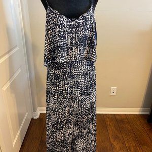 Navy and White Pattern Maxi Summer Dress. White House / Black Market, Size 4.